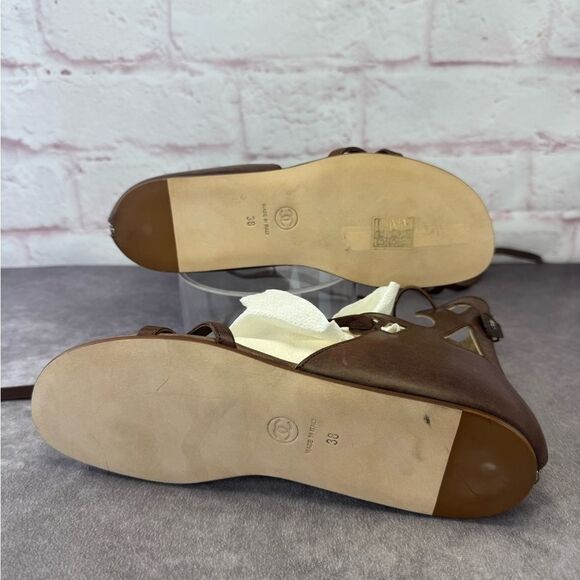 Chanel Interlocking CC Logo Leather Gladiator Sandals 38 - Picture 7 of 10